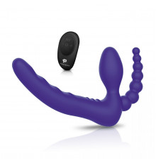 Фиолетовый безремневой страпон с пультом ДУ 7’’ Remote Control Strapless - 24 см.