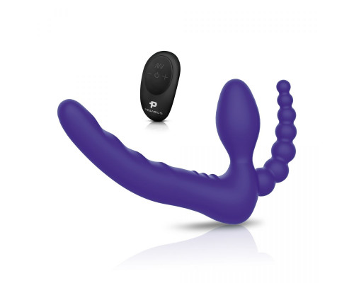 Заказать Фиолетовый безремневой страпон с пультом ДУ 7’’ Remote Control Strapless - 24 см.
