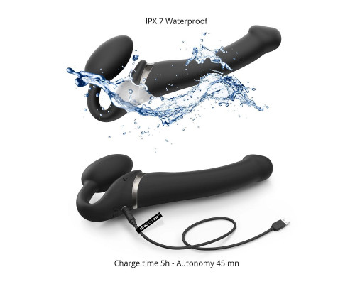 Заказать Черный безремневой вибрострапон Silicone Bendable Strap-On - size XL