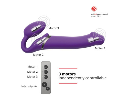 Заказать Фиолетовый безремневой вибрострапон Silicone Bendable Strap-On - size M