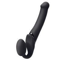 Черный безремневой вибрострапон Silicone Bendable Strap-On - size M