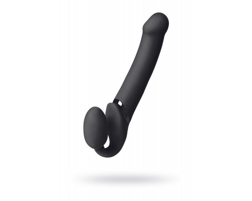 Заказать Черный безремневой вибрострапон Vibrating Bendable Strap-On - size L