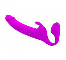 Лиловый безремневой страпон с вибрацией Zanini