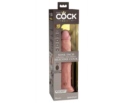 Заказать Телесный вибратор-реалистик на присоске 9’’ Vibrating Silicone Dual Density Cock - 24,8 см.
