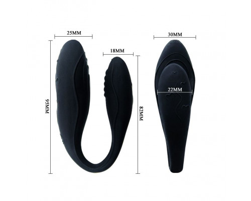 Чёрный вибромассажер для пар Indulgence Plus с ДУ