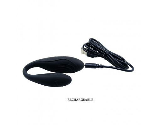 Чёрный вибромассажер для пар Indulgence Plus с ДУ