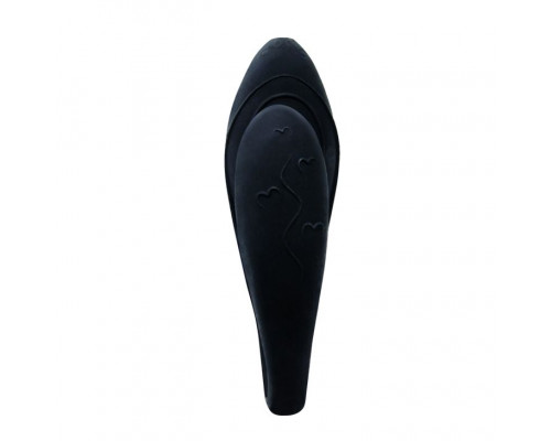Чёрный вибромассажер для пар Indulgence Plus с ДУ