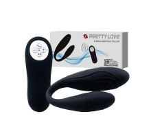 Чёрный вибромассажер для пар Indulgence Plus с ДУ