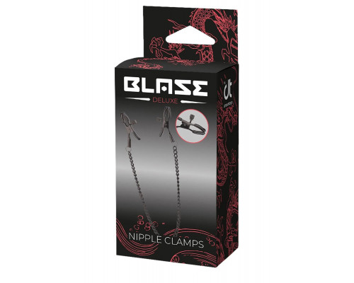 Заказать Черные зажимы на соски на цепочке BLAZE DELUXE NIPPLE CLAMPS