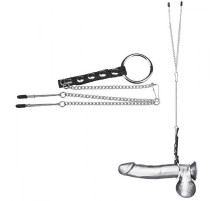 Кольцо на пенис с зажимами на соски 100% PVC STRAP WITH METAL SNAP