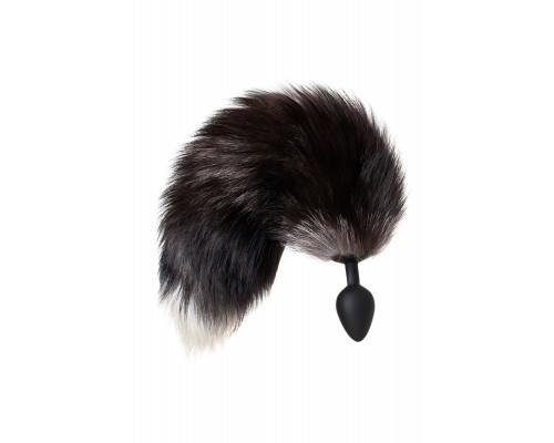 Заказать Черная анальная втулка с хвостом чернобурой лисы - размер М