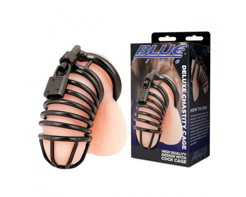 Заказать Черная металлическая клетка с замком Deluxe Chastity Cage
