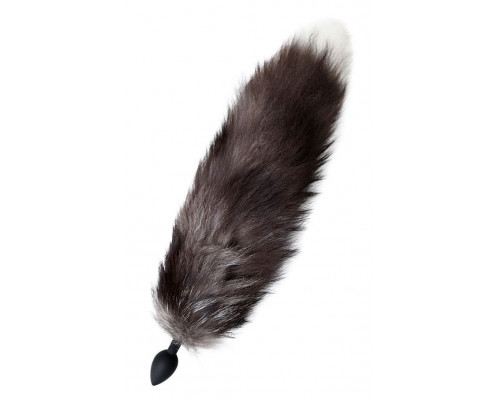 Заказать Черная анальная втулка с хвостом чернобурой лисы - размер М