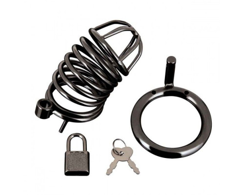Заказать Черная металлическая клетка с замком Deluxe Chastity Cage