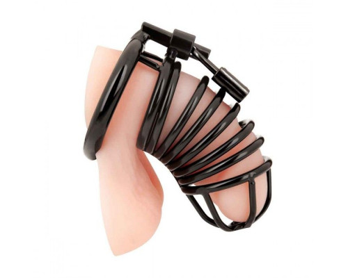 Заказать Черная металлическая клетка с замком Deluxe Chastity Cage