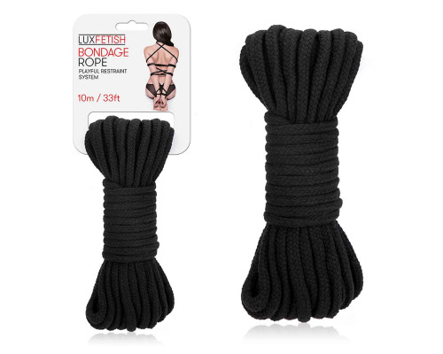 Заказать Черная хлопковая веревка для связывания Bondage Rope - 10 м.