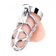 Заказать Серебристая металлическая клетка для члена с замком Enslave Cock Cage