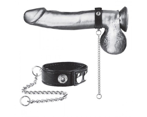 Заказать Утяжка на пенис с поводком Snap Cock Ring With 12  Leash