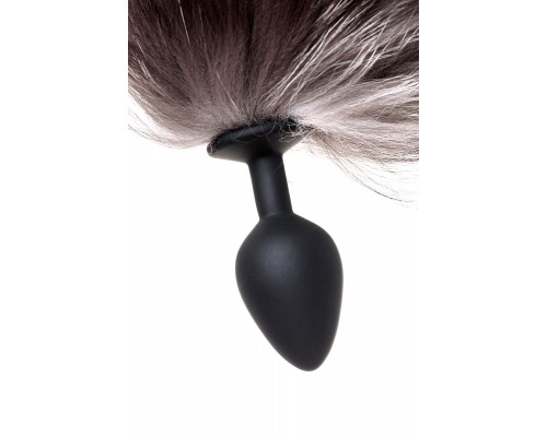 Заказать Черная анальная втулка с хвостом чернобурой лисы - размер М