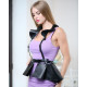 Черная кожаная портупея plus size с баской