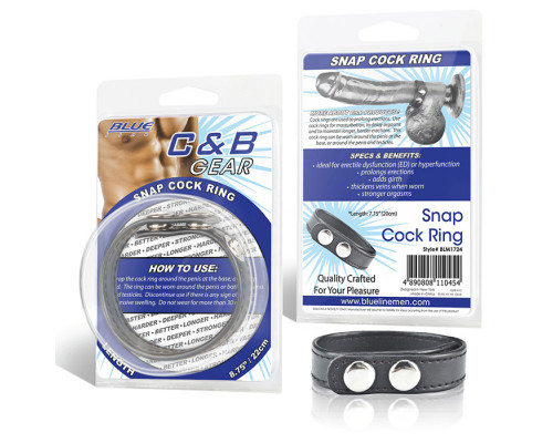 Заказать Кольцо на пенис SNAP COCK RING из искусственной кожи на клепках