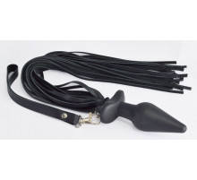 Черная анальная пробка с плетью