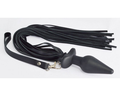 Заказать Черная анальная пробка с плетью