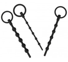 Набор из 3 черных силиконовых уретральных стимуляторов Training Set