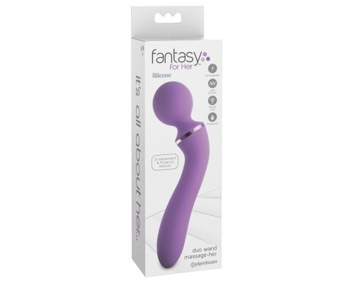 Заказать Фиолетовый двусторонний вибростимулятор Duo Wand Massage-Her - 19,6 см.