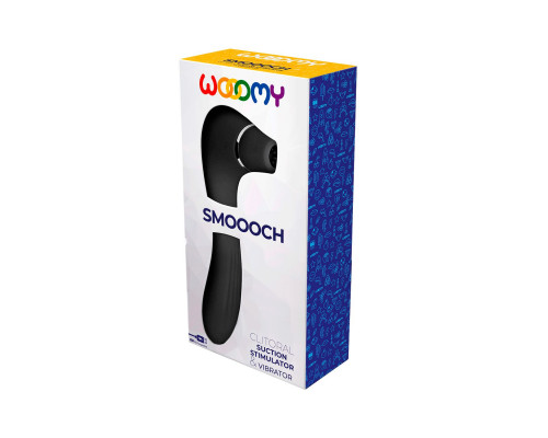 Черный стимулятор Smoooch Clitoral Suction   Vibration - 18,6 см.