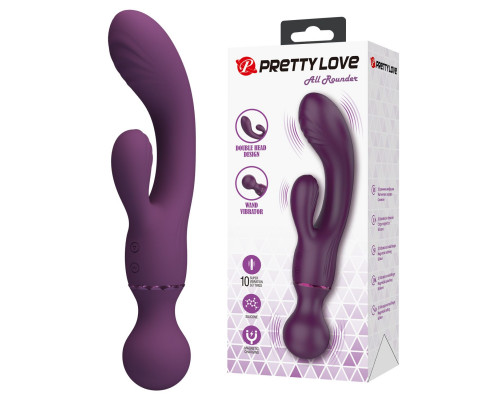 Сливовый двусторонний вибратор 2-в-1 All Rounder - кролик и wand