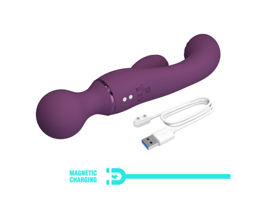 Сливовый двусторонний вибратор 2-в-1 All Rounder - кролик и wand