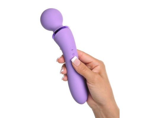 Заказать Фиолетовый двусторонний вибростимулятор Duo Wand Massage-Her - 19,6 см.