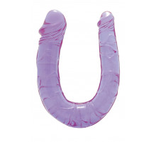 Фиолетовый двойной фаллоимитатор DOUBLE HEAD DONG - 30 см.
