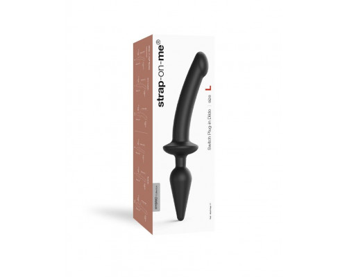 Заказать Черный двусторонний фаллоимитатор Strap-On-Me Dildo Plug-In Switch size S