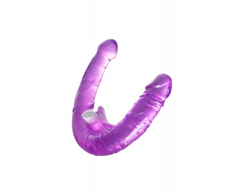 Заказать Фиолетовый двухсторонний фаллоимитатор с вибропулей - 35 см.