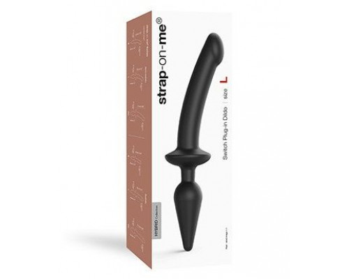 Заказать Черный двусторонний фаллоимитатор Strap-On-Me Dildo Plug-In Switch size L