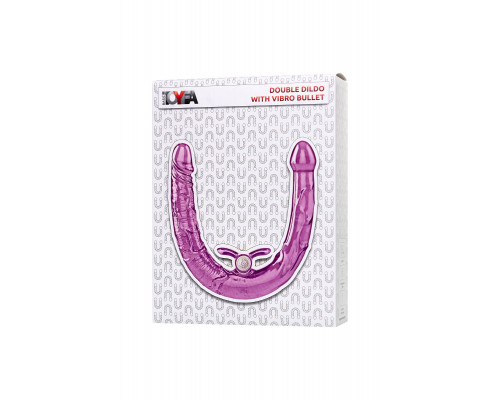 Заказать Фиолетовый двухсторонний фаллоимитатор с вибропулей - 35 см.