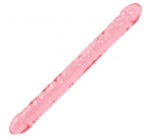 Розовый двухголовый фаллоимитатор Crystal Jellies - 45,7 см.