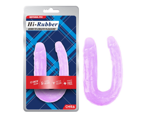 Заказать Фиолетовый двусторонний фаллоимитатор Hi-Rubber - 34 см.
