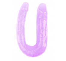 Фиолетовый двусторонний фаллоимитатор Hi-Rubber - 34 см.