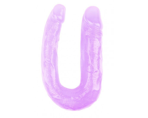 Заказать Фиолетовый двусторонний фаллоимитатор Hi-Rubber - 34 см.