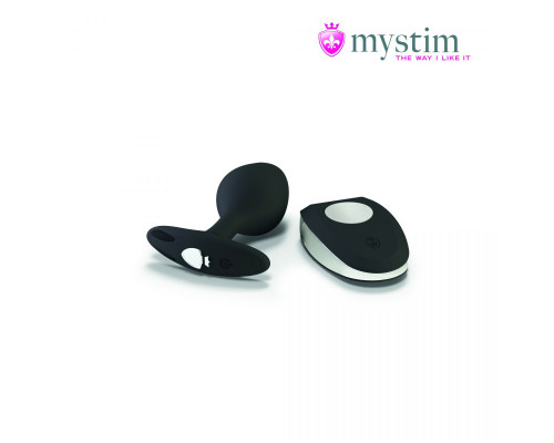 Заказать Черная пробка Mystim Rocking Vibe S с возможностью подключения к электростимулятору - 9,7 см.