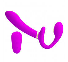 Лиловый безремневой страпон с функцией электростимуляции Thunderbird