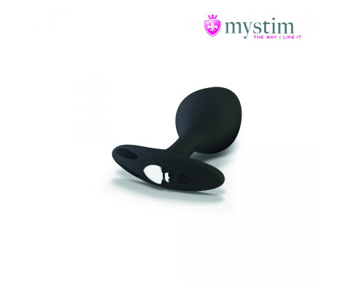 Заказать Черная пробка Mystim Rocking Vibe S с возможностью подключения к электростимулятору - 9,7 см.