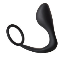 Черное эрекционное кольцо с анальной пробкой Anal Plug With Cockring