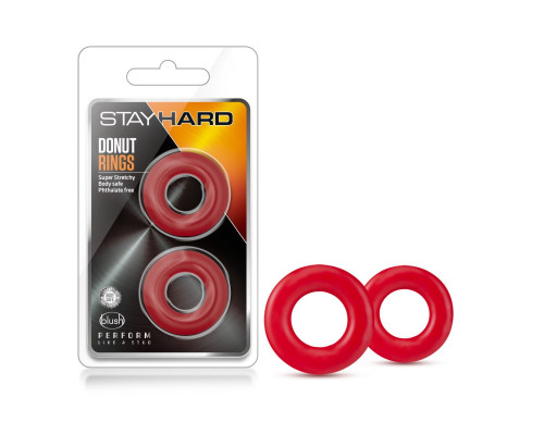 Заказать Набор из 2 красных эрекционных колец Stay Hard Donut Rings