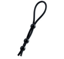 Черное лассо на пенис с тремя бусинами