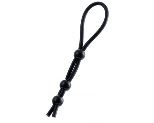 Заказать Черное лассо на пенис с тремя бусинами
