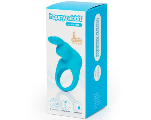 Заказать Голубое эрекционное виброкольцо Happy Rabbit Rechargeable Rabbit Cock Ring